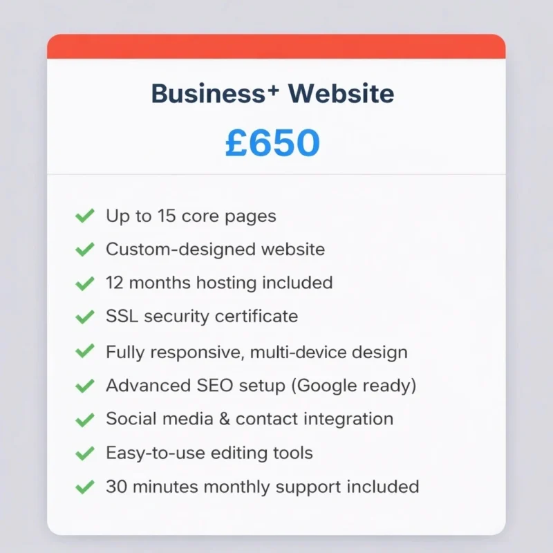 Business Plus Website Product Features