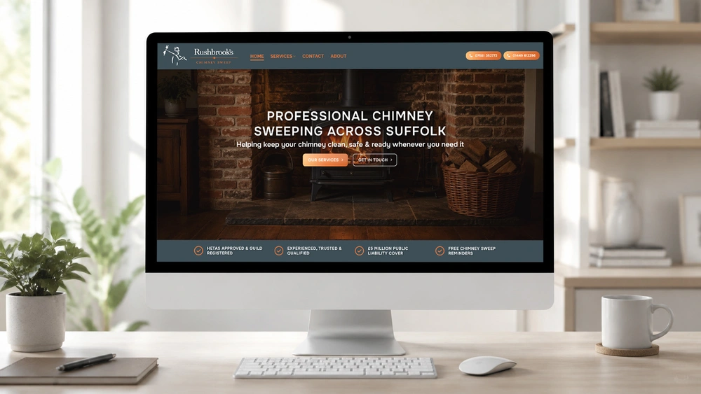 Rushbrooks Chimney Sweep Website Mockup